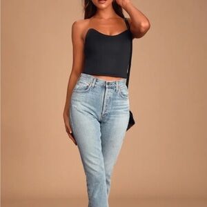 Black Strapless Crop Top